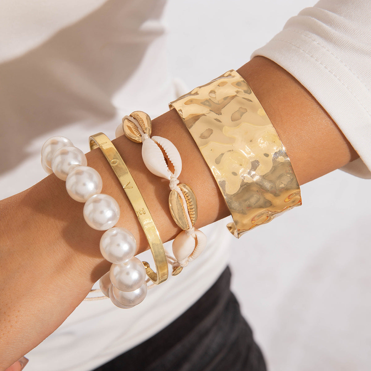 Multi-layer Line Winding Geometric Opening Bracelet Punk Style Bracelet