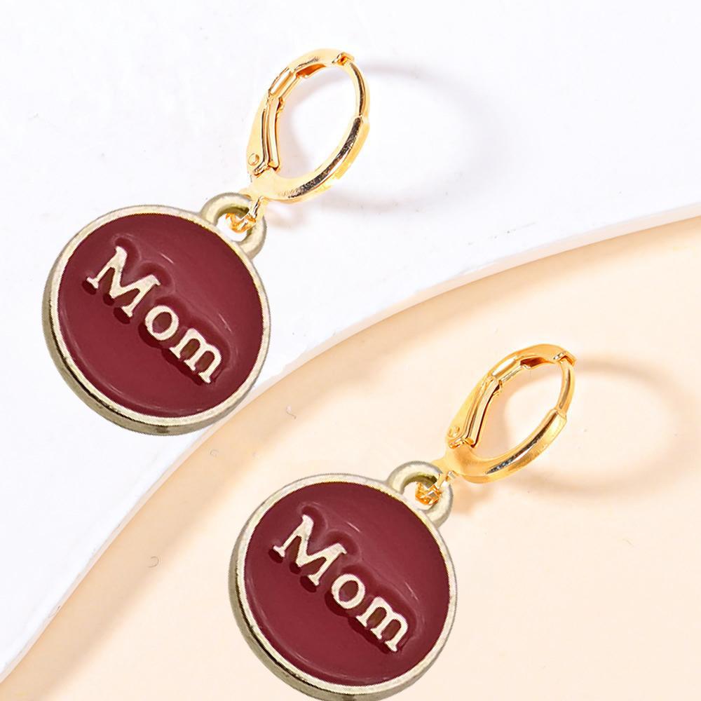 Alloy Drip Pendant Round Double-sided Mom18x14mm Series Earrings