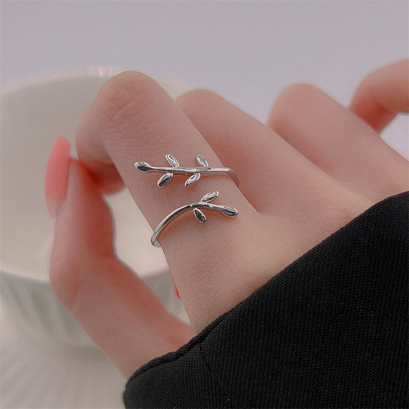 Korean Version 925 Sterling Silver Plain Ring, Women's Non-fading Ins Style Light Luxury High-end Sense Versatile Opening Adjustment Index Finger Ring