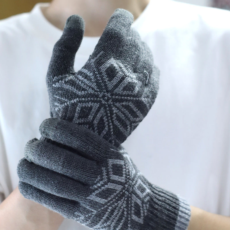 Wool Knitted Thermal Gloves Touch Screen Non-slip Gloves