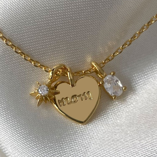 Mother's Day Necklace Ins Wind Letter Mom Zircon Mama Necklace Love Pendant Color Retention