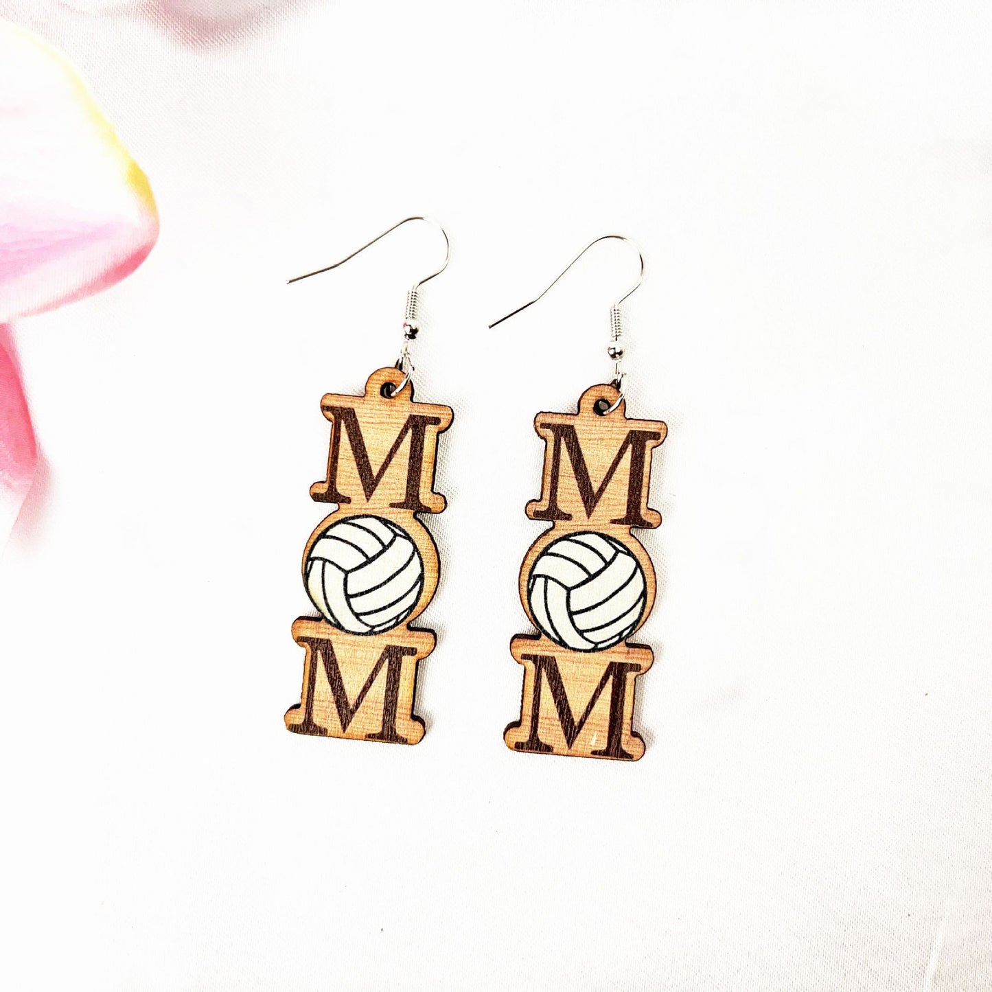 Simple Vintage Volleyball Basketball Mom Wooden Earrings Earrings Mother's Day Earrings