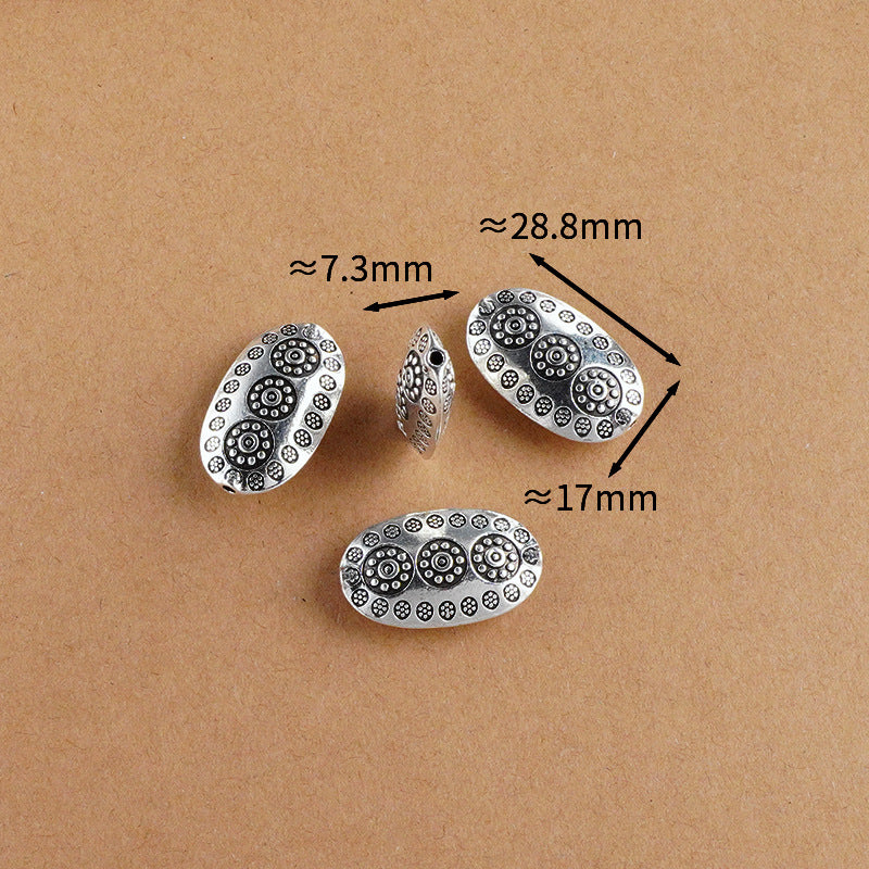 Silver Jewelry Bead Partition Accessories DIY Bracelet Handmade Beading Accessories Running Ring Accessories Thai Silver Chiang Mai Silver Large Bead Partition