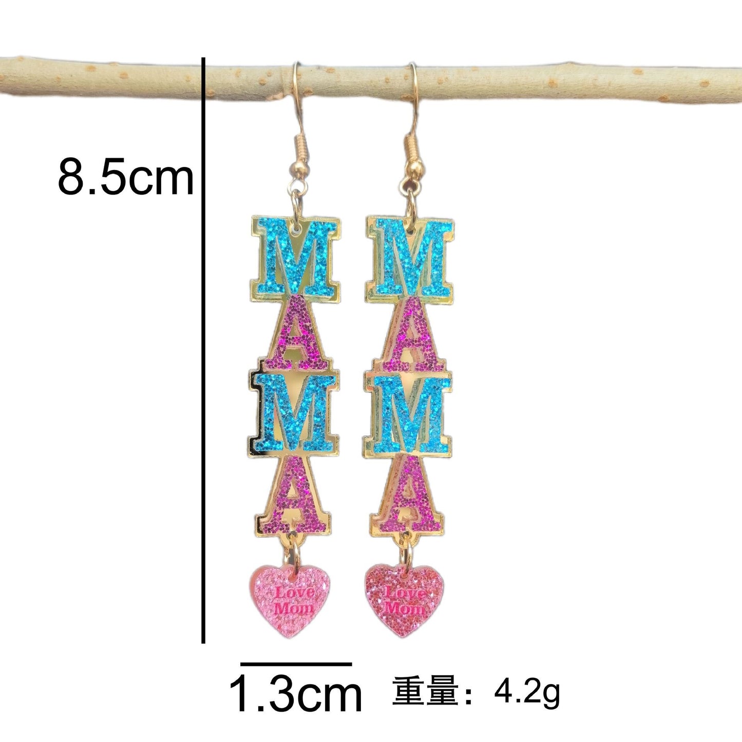 Mother's Day Splicing Acrylic MOM MAMA Letter Love Earrings Holiday Gift Earrings