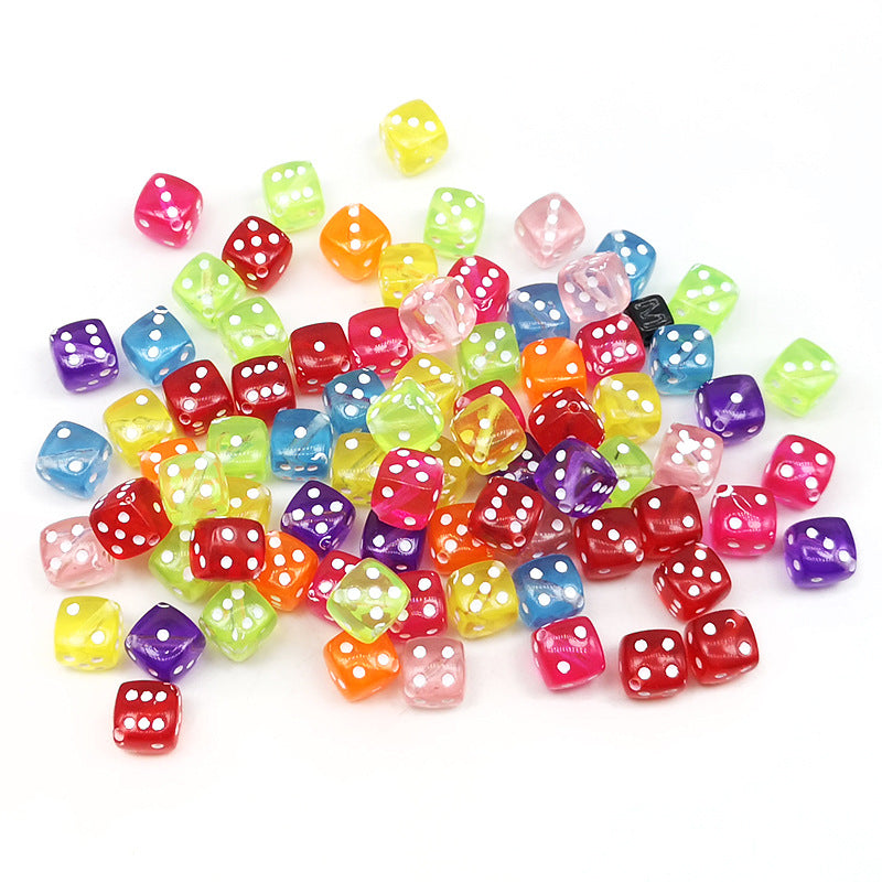 Accessories 8mm Acrylic Mahjong Dice Beaded Oblique Hole Dice Loose Beads DIY Material Bracelet Necklace Bracelet