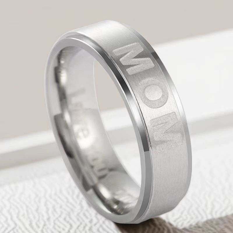 Stainless Steel Ring MOM European and American Holiday Gifts Couple Titanium Steel Ring Does Not Fade Ins Style Jewelry Jewelry Wholesale