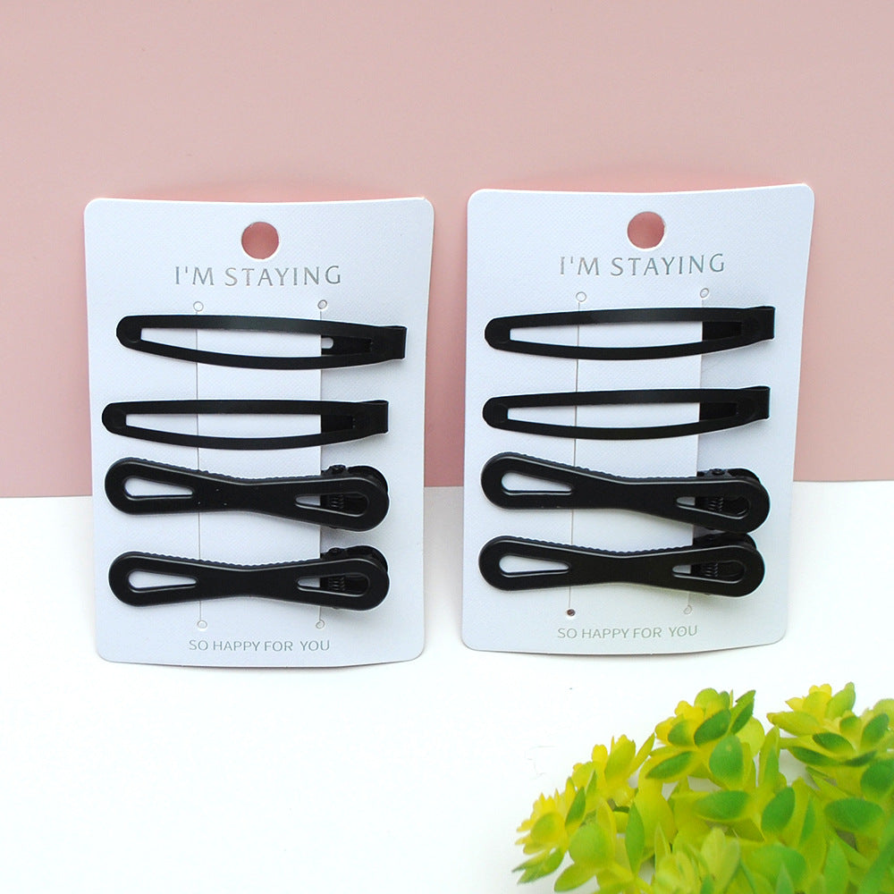 Black Hairpin Duck Clip Temperament Bb Clip Set Japanese and Korean Simple Bangs Clip Forehead Small Clip Headdress