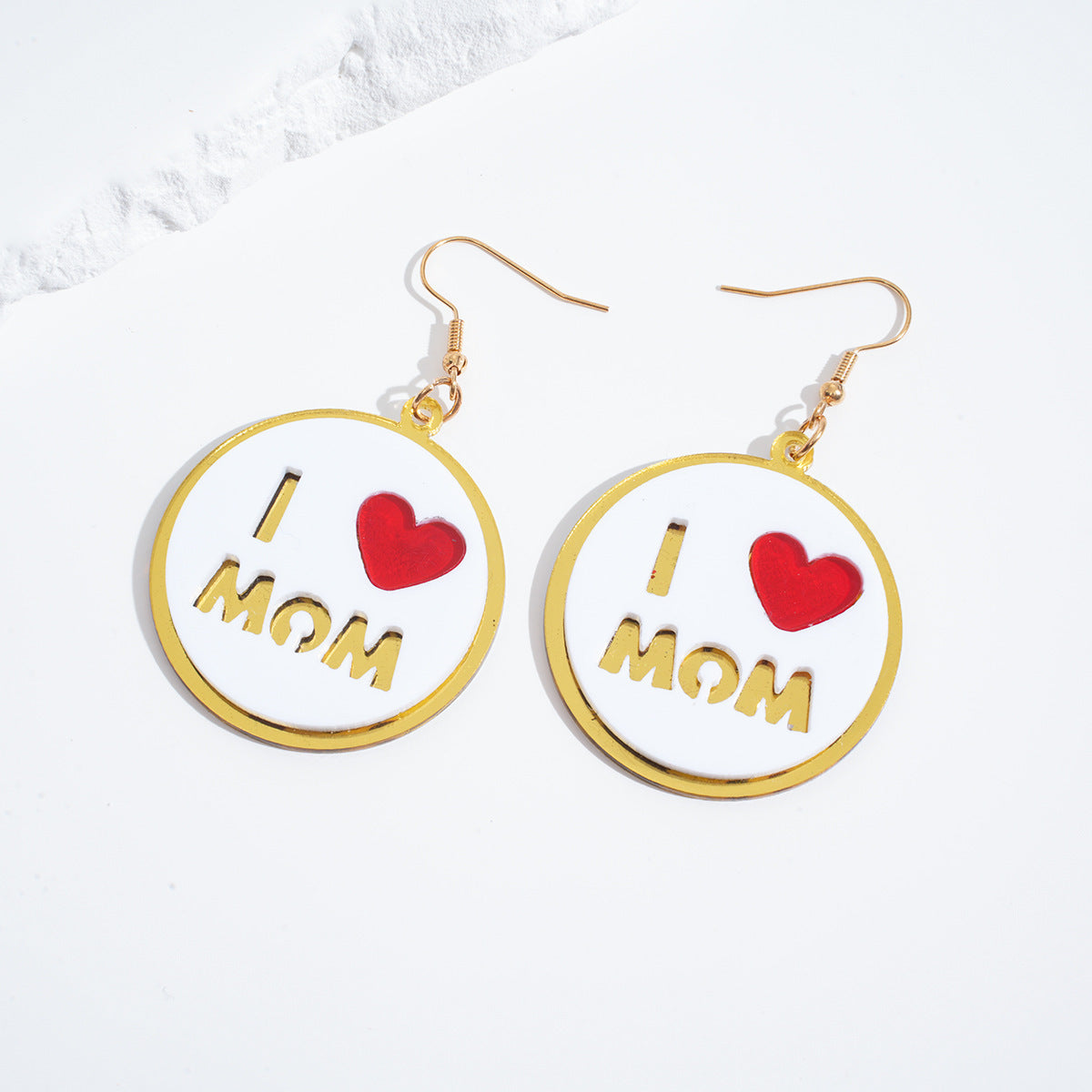 Mother's Day Pattern Round Pendant Earrings Elegant and Simple Acrylic Fashion Jewelry Gift Ear Jewelry