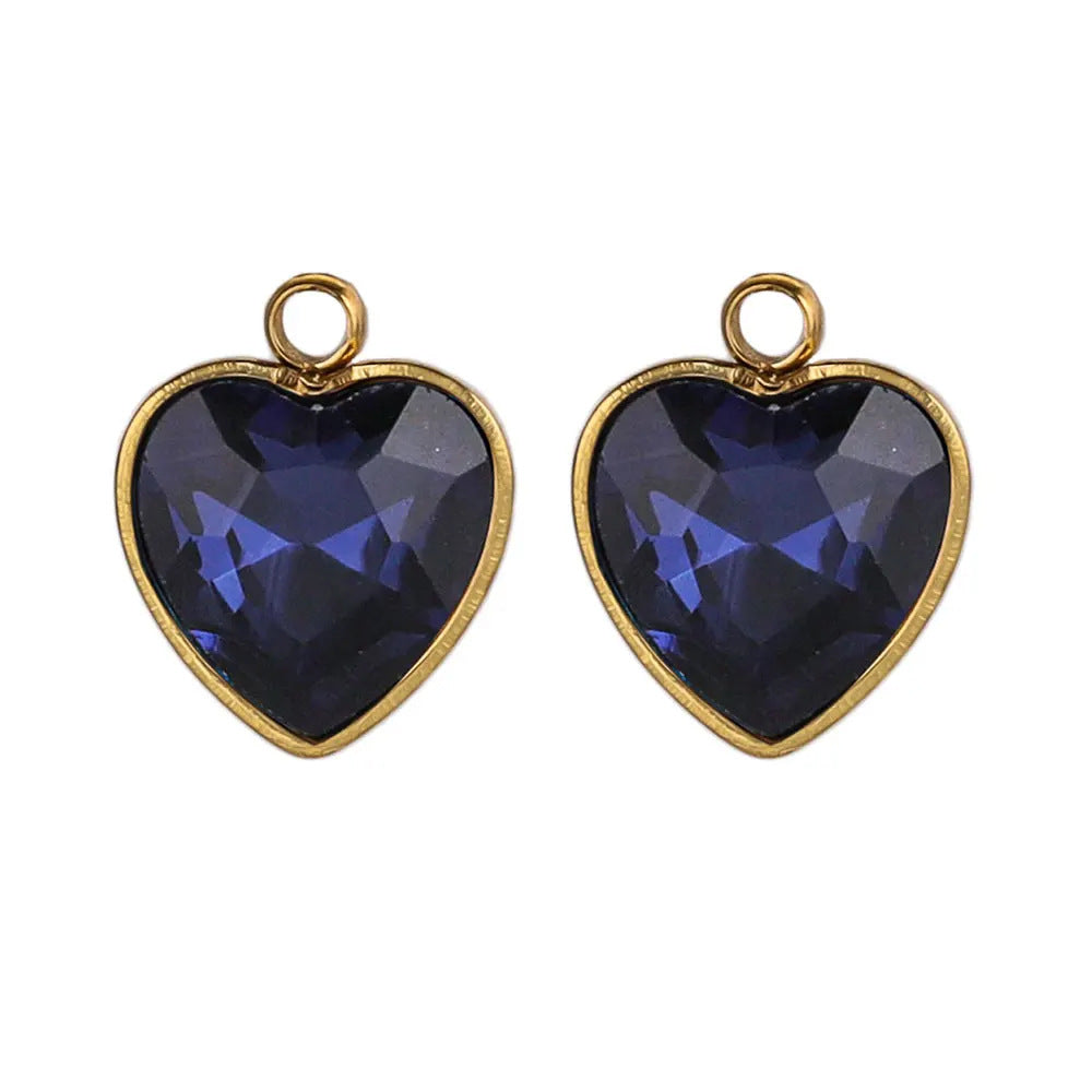 Stainless Steel Love Glass Pendant 18K Vacuum Plated Gold Pendant DIY Necklace Earrings Jewelry Accessories