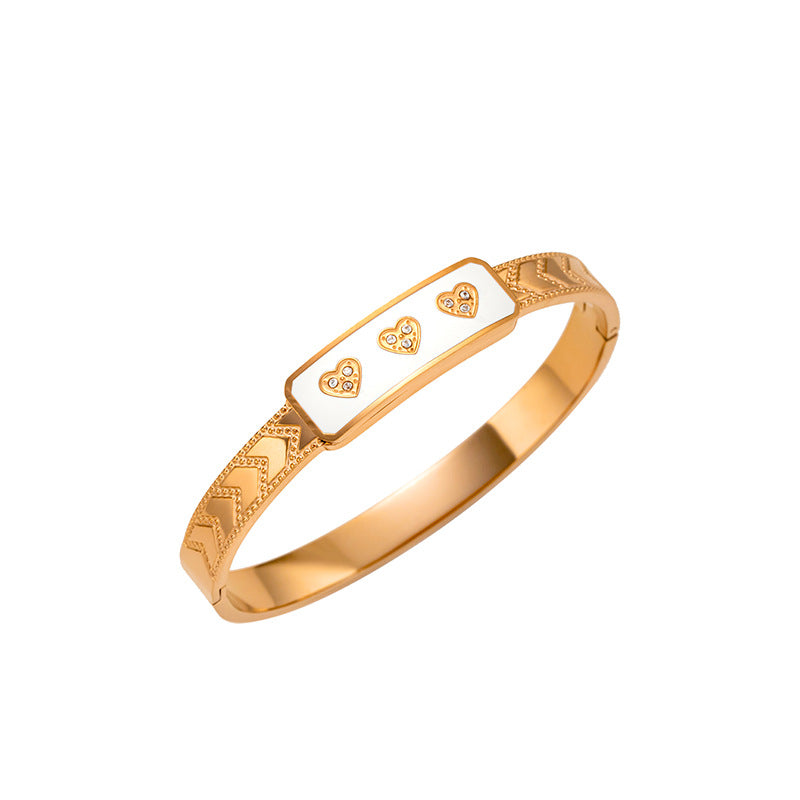 Europe and The United States Popular Titanium Steel Bracelet Love Drop Oil Diamond Versatile Stainless Steel Bracelet Does Not Fade Jewelry Manufacturers Wholesale