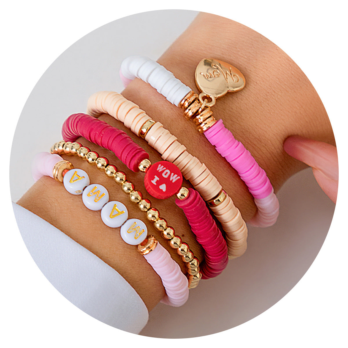 European and American Mother's Day Mother's Day Letter Bracelet Set, Versatile Gifts To Commemorate Mom Beaded Jewelry Women