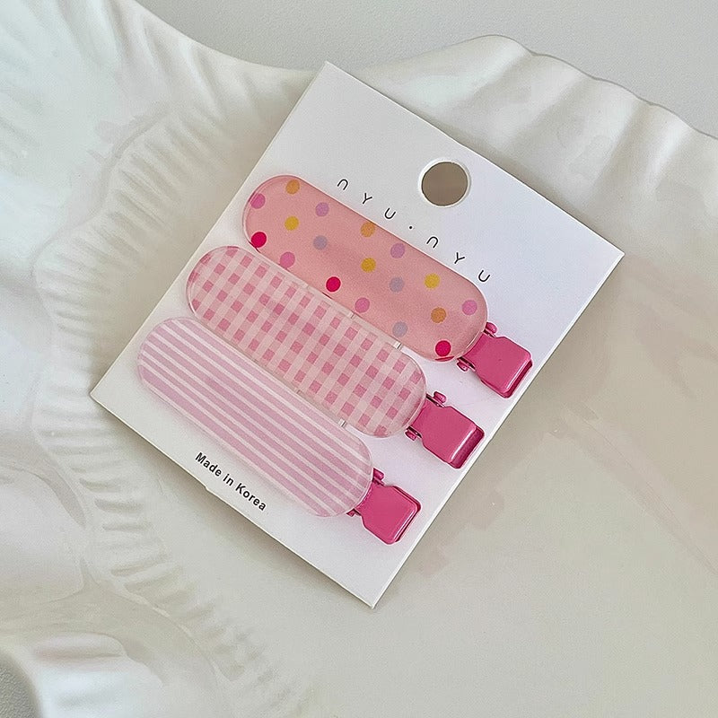 Black and White Checkerboard Hairpin Seamless Hairpin Broken Hair Bangs Side Clip Female Korean Duck Bill Clip One-word Clip