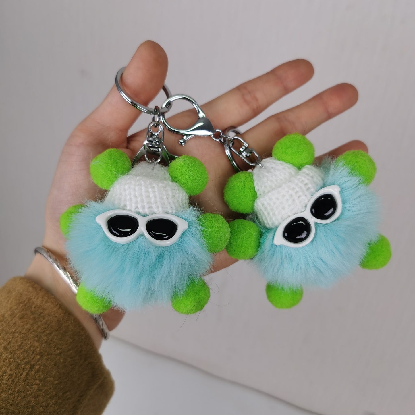 Glasses Coal Bulb Keychain Pendant Cartoon Doll Car Keychain Colored Plush Elf Bag Pendant
