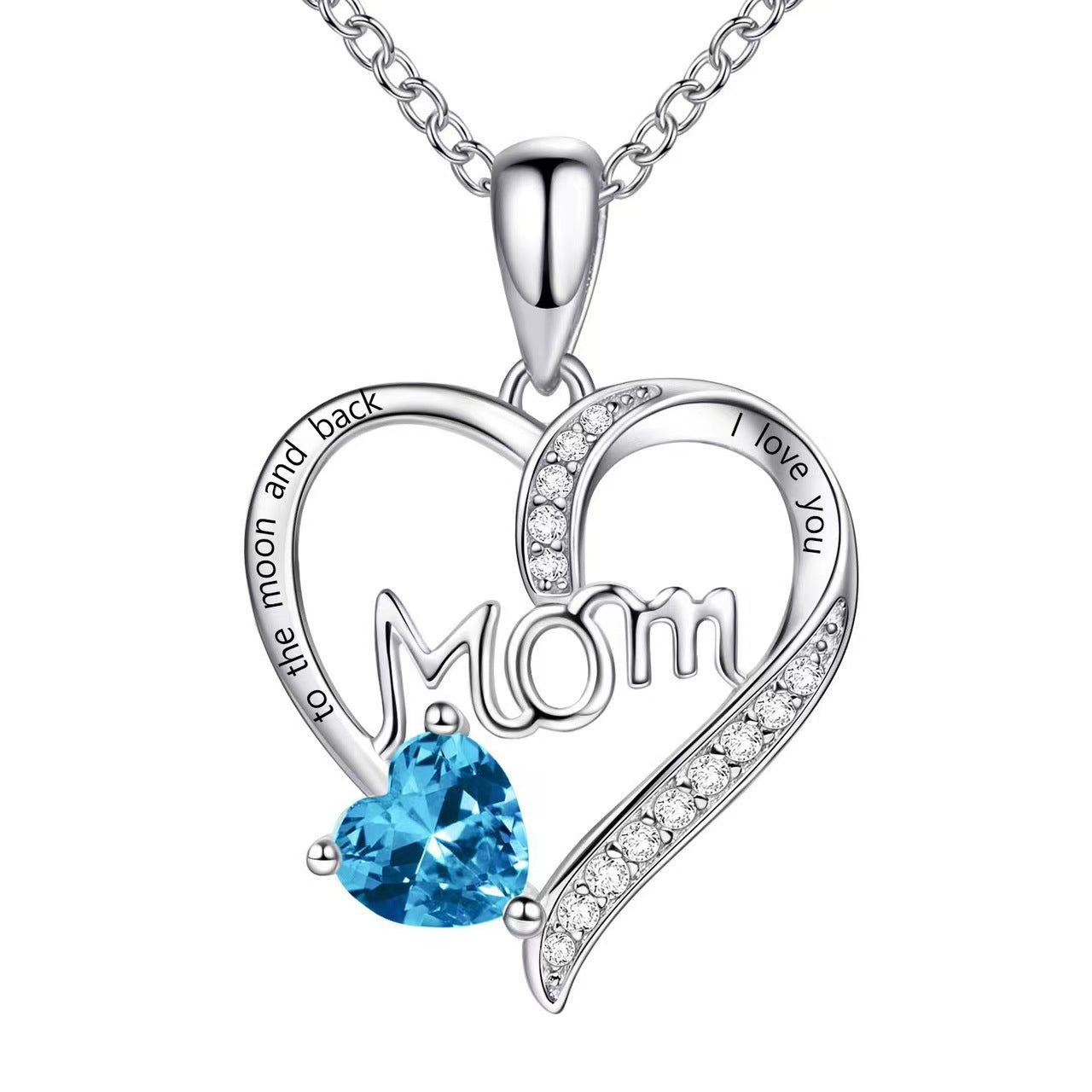 Cross-border New Mom Heart Lettering Diamond Necklace, Mother's Day Gift Necklace