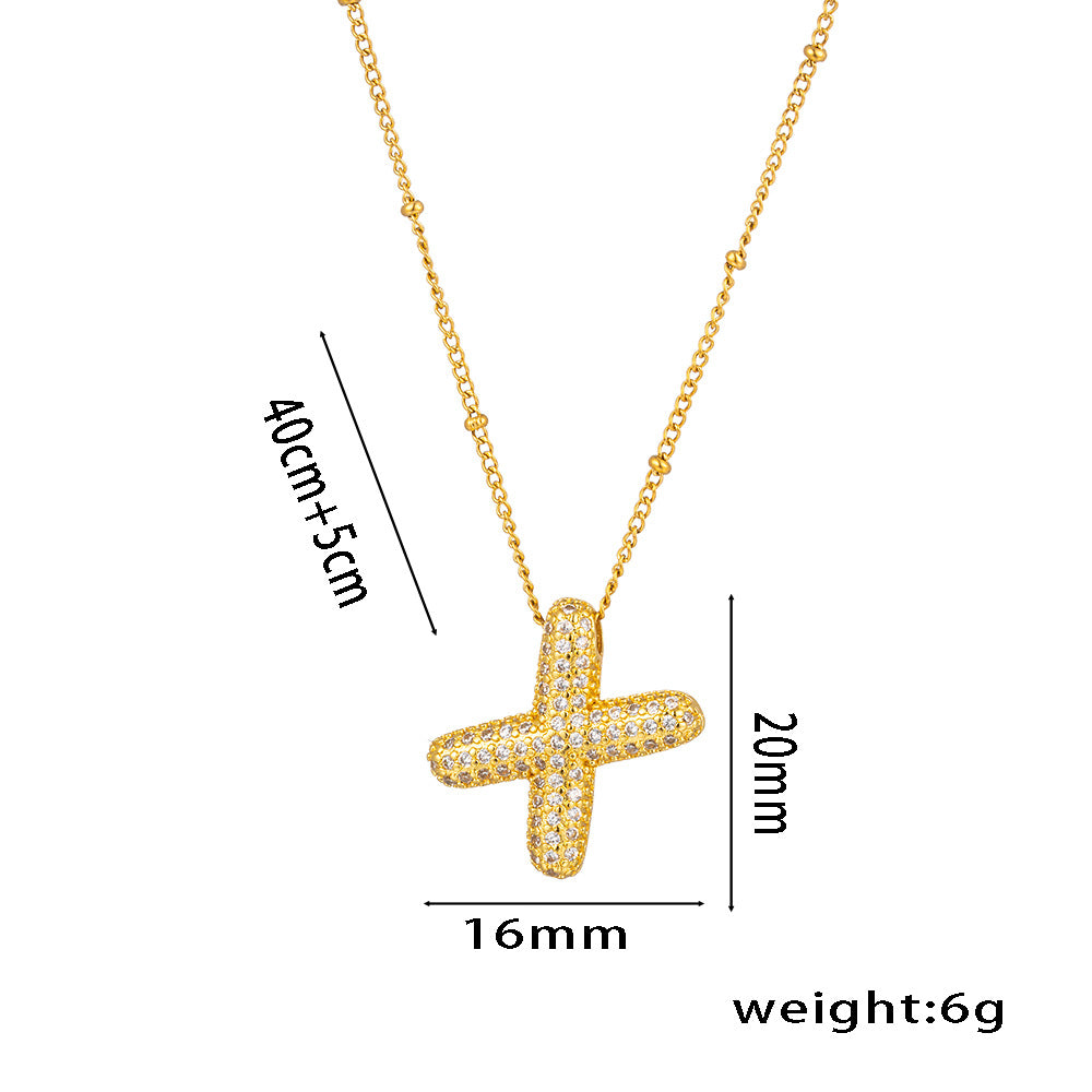 New European and American Micro-inlaid Zircon 26-letter Pendant Necklace Copper-plated 18K Gold Fashion Versatile Classic Jewelry