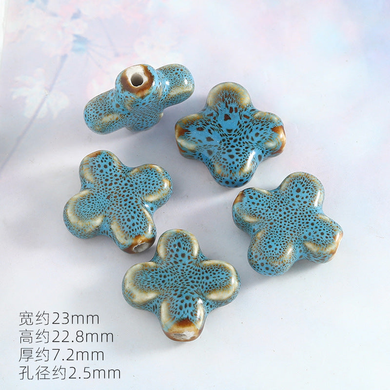 Ocean Wind Ceramic Beads Rabbit Conch Cat Claws Beaded Accessories Handmade Material DIY Loose Beads Bracelet Accessories