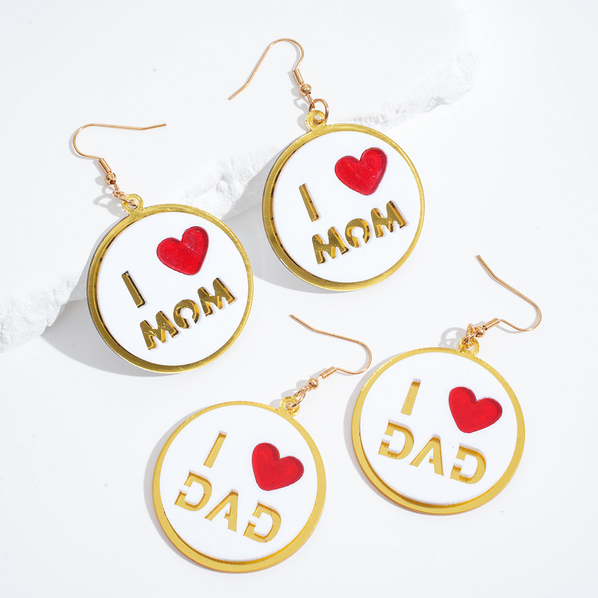 Mother's Day Pattern Round Pendant Earrings Elegant and Simple Acrylic Fashion Jewelry Gift Ear Jewelry