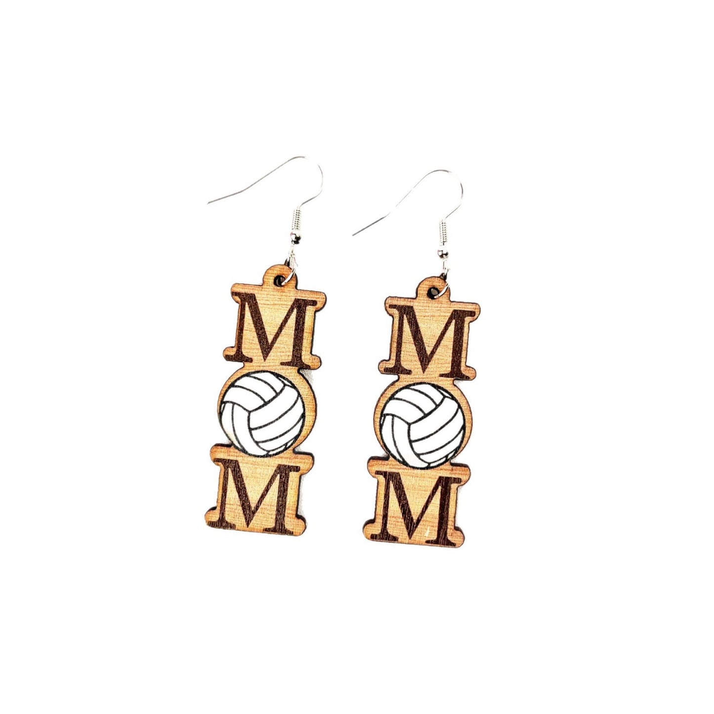 Simple Vintage Volleyball Basketball Mom Wooden Earrings Earrings Mother's Day Earrings
