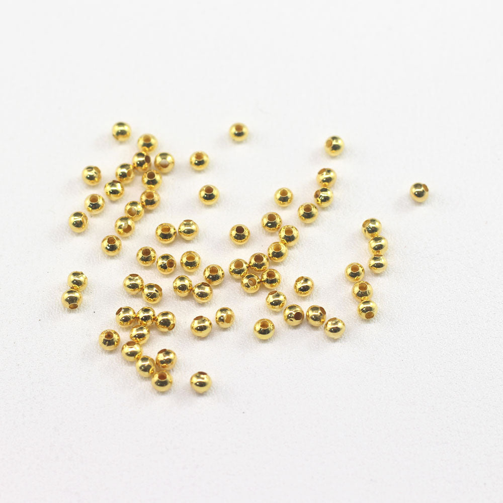 18K Imitation Gold Color-preserving 3mm Copper Skin Round Beads DIY Crystal Agate Bracelet, Bead-separated Bodhi Bracelet, Keychain Loose Beads.