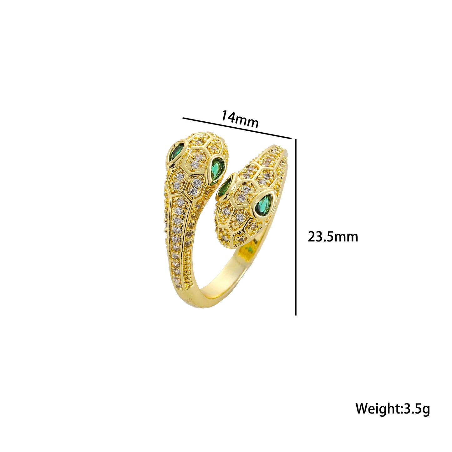 Micro-inlaid Zircon Two-headed Snake Ring, Women's Light Luxury High-end Sense Snake-shaped Personalized Index Finger Ring, Niche Design Sense Ring Tide