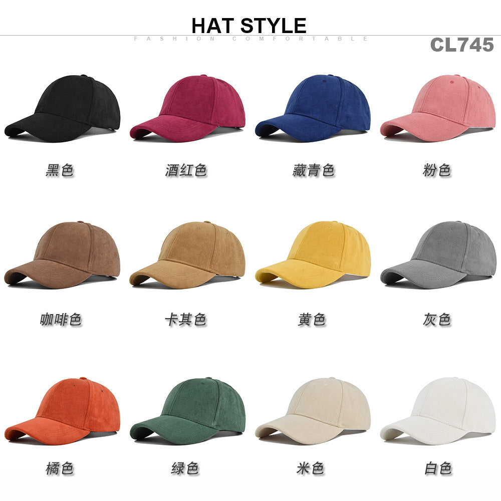 Imitation Suede Solid Color Hard Top Baseball Hat Simple Lamb Wool Cap Outdoor Sports Cap Curved Brim Shade