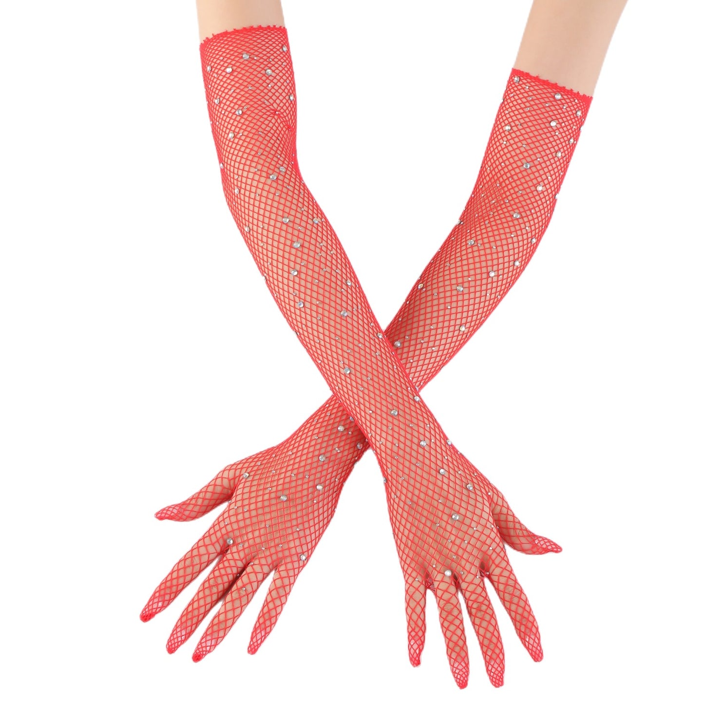 New European and American Fashion Hot Diamond Mesh Nightclub Sexy Gloves Fishing Net Fun Elastic Women Dance Decorative Gloves