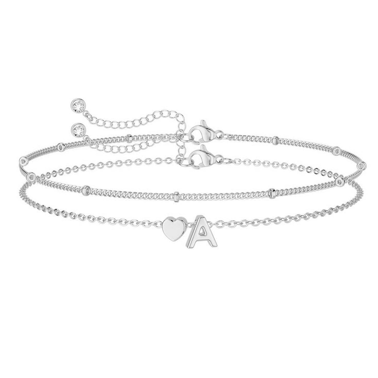 New Peach Heart 26 Letter Bracelet, Summer Beach Love Letter Pendant Bracelet