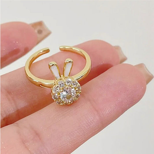 Korean Version of Light Luxury Diamond-encrusted Bracelet, Sparkling Bracelet, Personalized Trendy Bunny Rotating Ring Hand