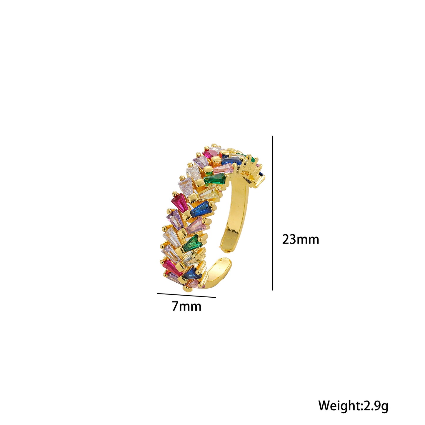 European and American Fashion Temperament Double Row Diamond Zircon Opening Adjustable Ring Female Internet Celebrity Ins Ring Hand Jewelry