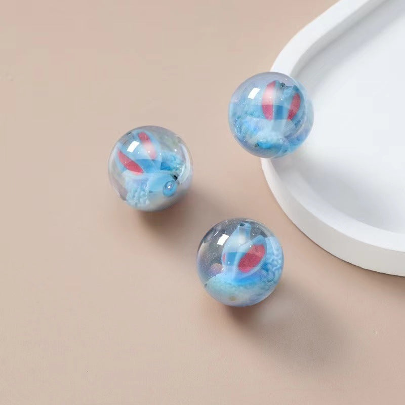 Glazed Colored Round Beads Beaded Transparent High-end Star Resin Single-hole Beaded Bracelet DIY Handmade Loose Beads