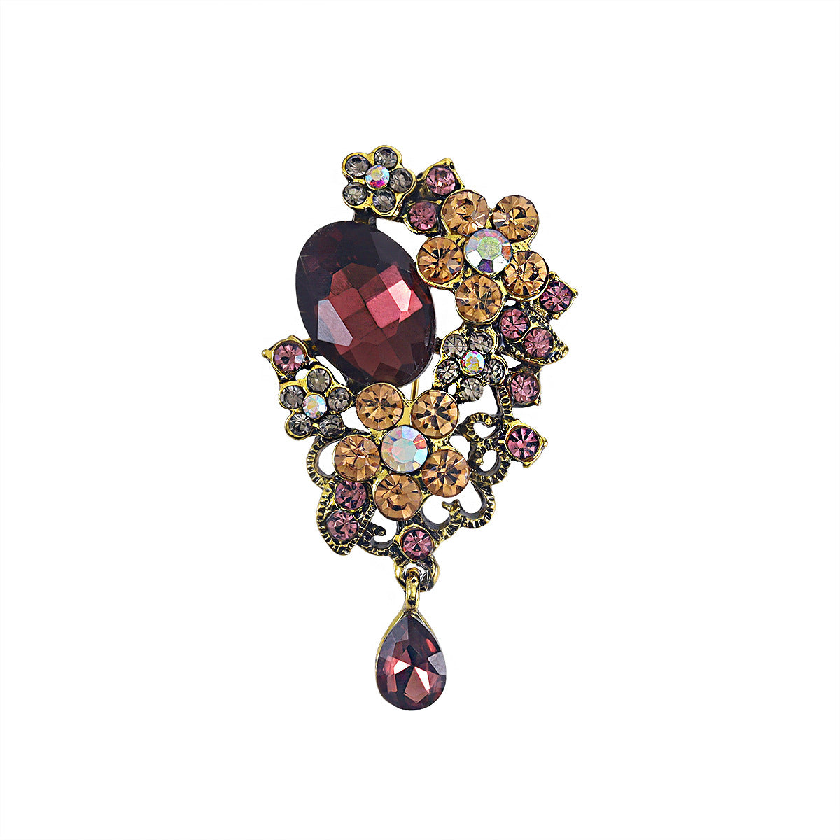 Fashion Temperament Crystal Brooch Elegant Luxury High-end Cheongsam Accessories Pin Glass Fringed Pendant Suit Corsage