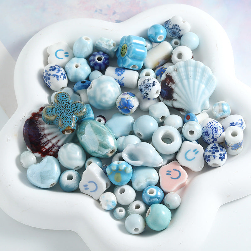 Ocean Wind Ceramic Beads Rabbit Conch Cat Claws Beaded Accessories Handmade Material DIY Loose Beads Bracelet Accessories