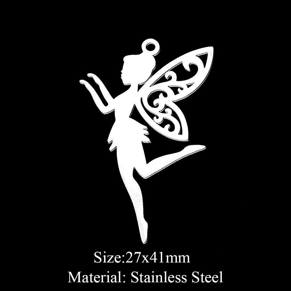 5 Pcs/bag Eye Fairy Face Pendant Geometric DIY Stainless Steel Jewelry Accessories Necklace Pendant