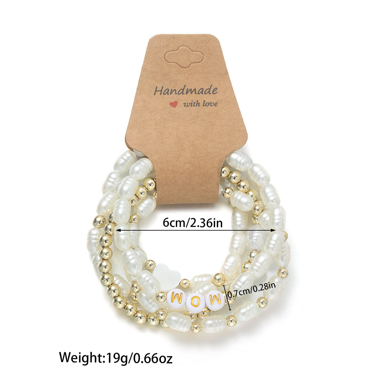 Fashion Mother's Day Hearts CCB Pearl Beaded Waterproof Wax Thread Braided Stretch Women's Bracelet