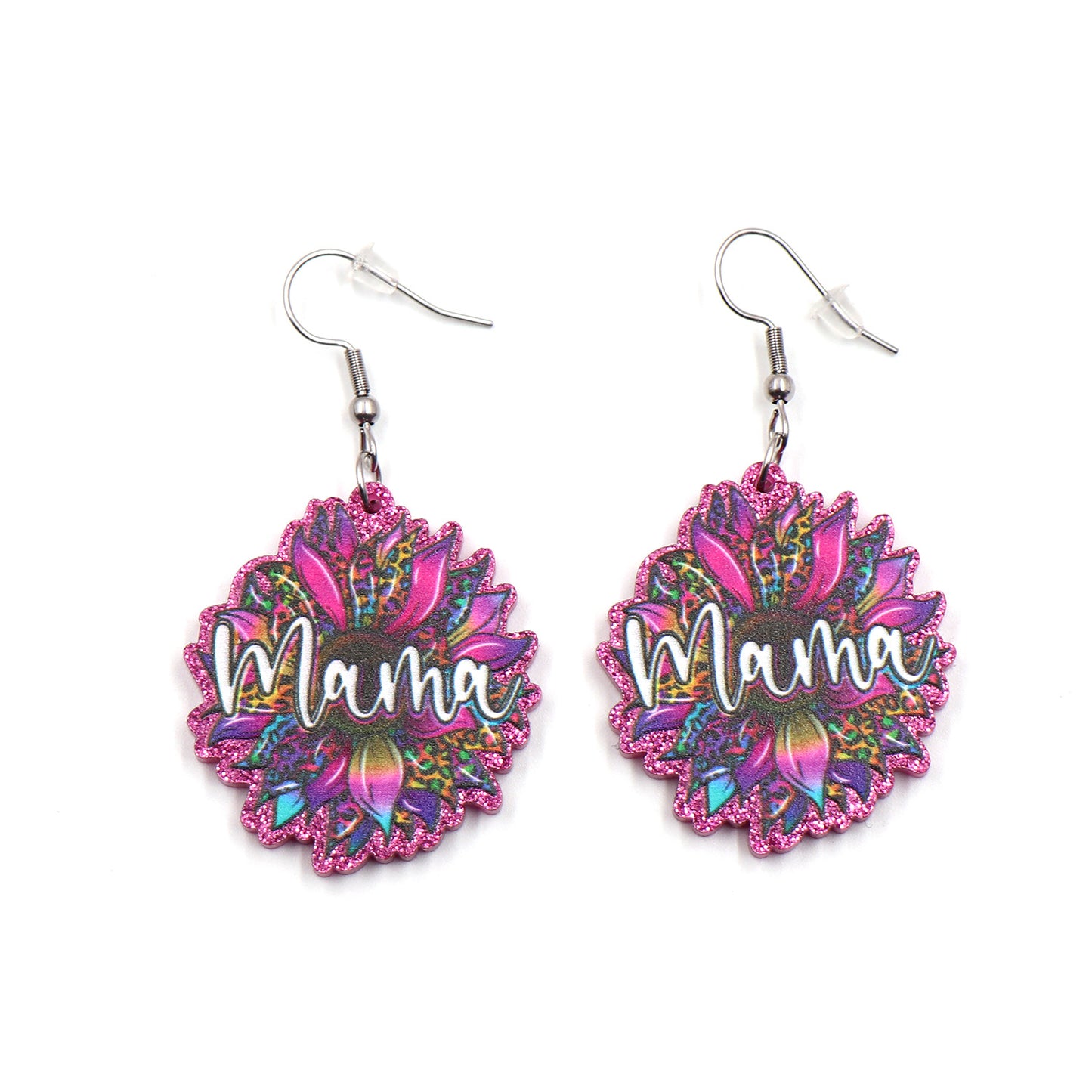 Fashion Mother's Day Gift Acrylic Jewelry Women Colorful Flowers Mom Mom Earrings