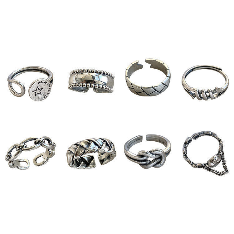 Heavy Industry Ring Female Ins Does Not Fade Fashion Personality Retro Cold Wind Niche Gemstone Open Index Finger Ring Tide