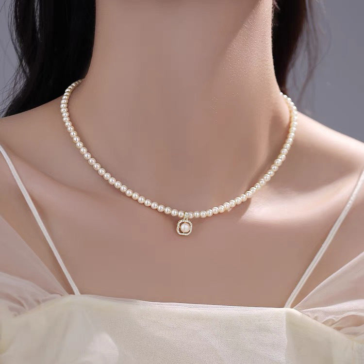 Pearl Necklace Female Summer Niche Design High-end Millet Bead Neck Chain Explosive Collarbone Chain