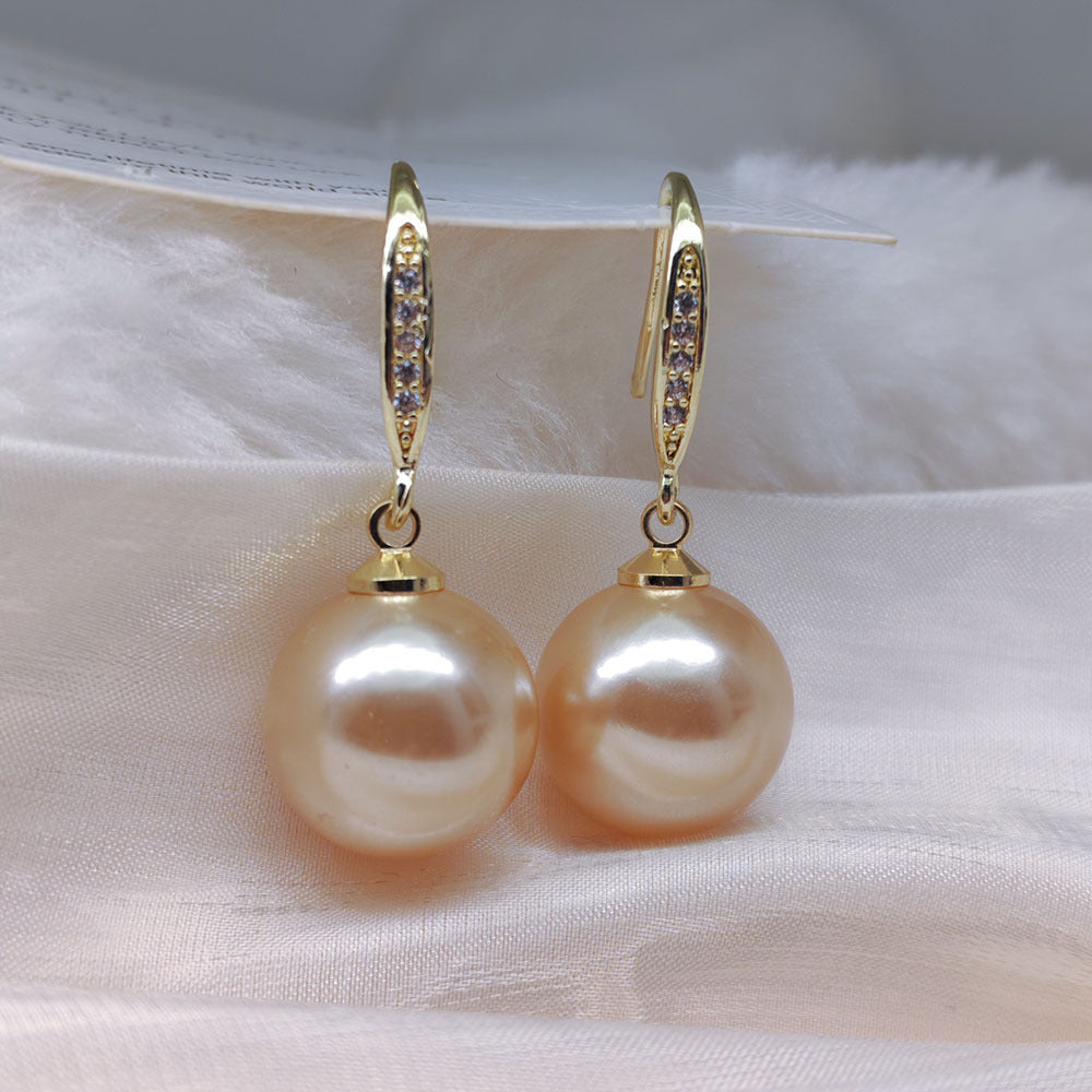 Pearl Earrings French High-end Micro-inlaid Zircon Pearl Ear Hook Simple Celebrity Temperament Earrings