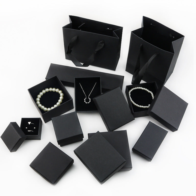 Spot High-grade Black Kraft Paper Jewelry Box, Bracelet Necklace Ring Earrings Jewelry Packaging Box
