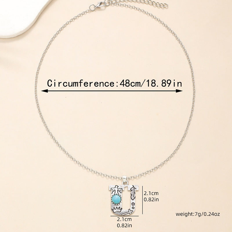 Western Wind Alloy English Alphabet Necklace Mother's Day Gift