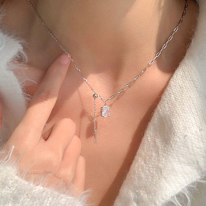 925 Silver Love Necklace Women's Summer High Sense Design Sense Niche Light Luxury Collarbone Chain Neck Chain