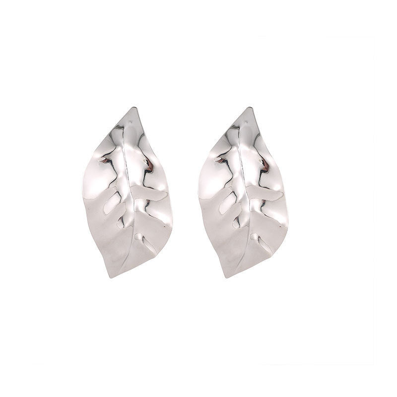 Titanium Steel Pleated Geometric Earrings Women's New Irregular Round Square Love Stud Earrings Medieval Earrings Tide