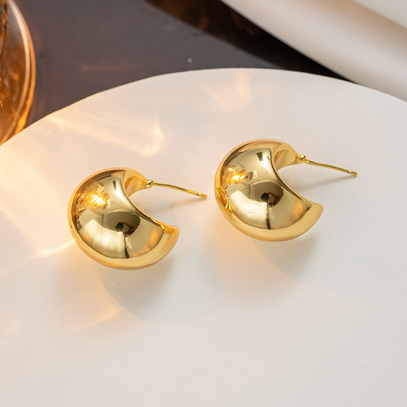 Titanium steel material, real gold electroplated adzuki bean earrings temperament Korea same ins earrings earrings earrings European and American style