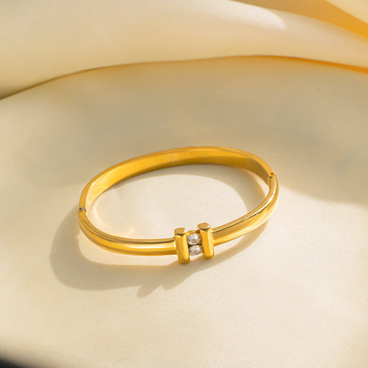 Titanium Steel Extremely Simple Bracelet Hot Sale Advanced Sensor Vacuum Furnace Electroplating Glossy Stainless Steel Bracelet