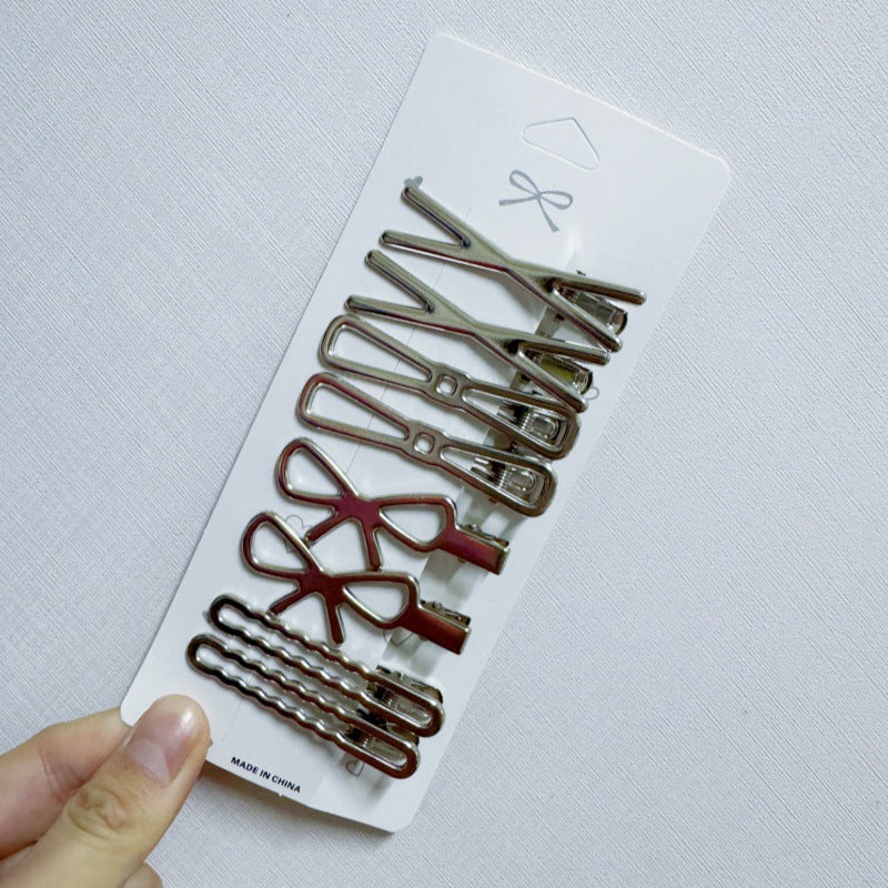 Metal Hairpin Side Broken Hair Bangs Hairpin Spice Girl Hair Accessories Silver Bangs Clip Set Internet Celebrity Side Clip One-word Clip