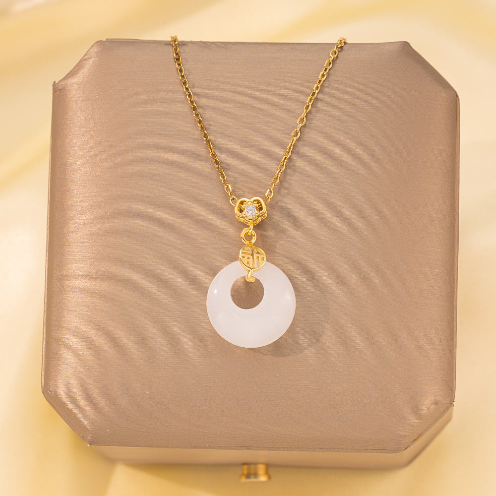 Copper Pendant Titanium Steel Necklace for Women Slightly Inlaid Zircon Pendant Girl Necklace