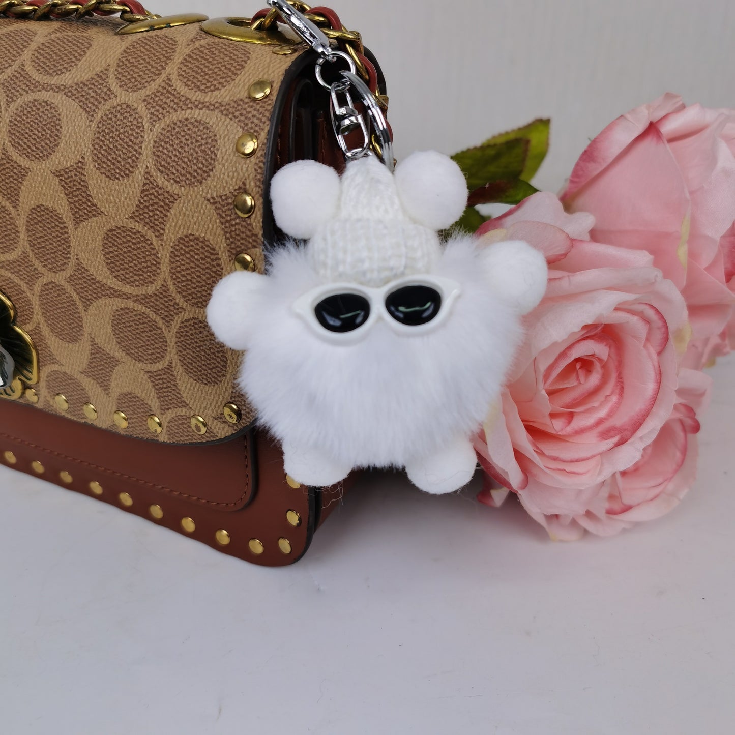 Glasses Coal Bulb Keychain Pendant Cartoon Doll Car Keychain Colored Plush Elf Bag Pendant