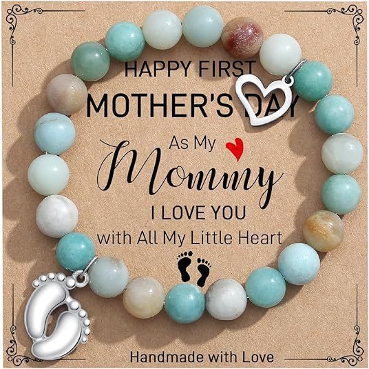 Mom Mother's Day Gift Bracelet Pink Zebra Emperor Stone Foot Pendant Elastic Rope Bracelet Jewelry