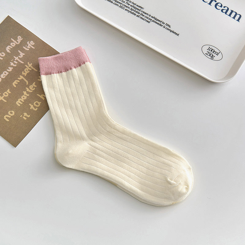 Socks Women's Summer Medium Tube Socks Dopamine Candy Color Korean Spring and Autumn Stacking Socks