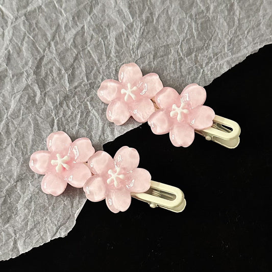 Romantic Pink Cherry Blossom Hairpin High Value Sweet High Sense Girl Bangs Side Hairpin Jewelry Hair Accessories Wholesale